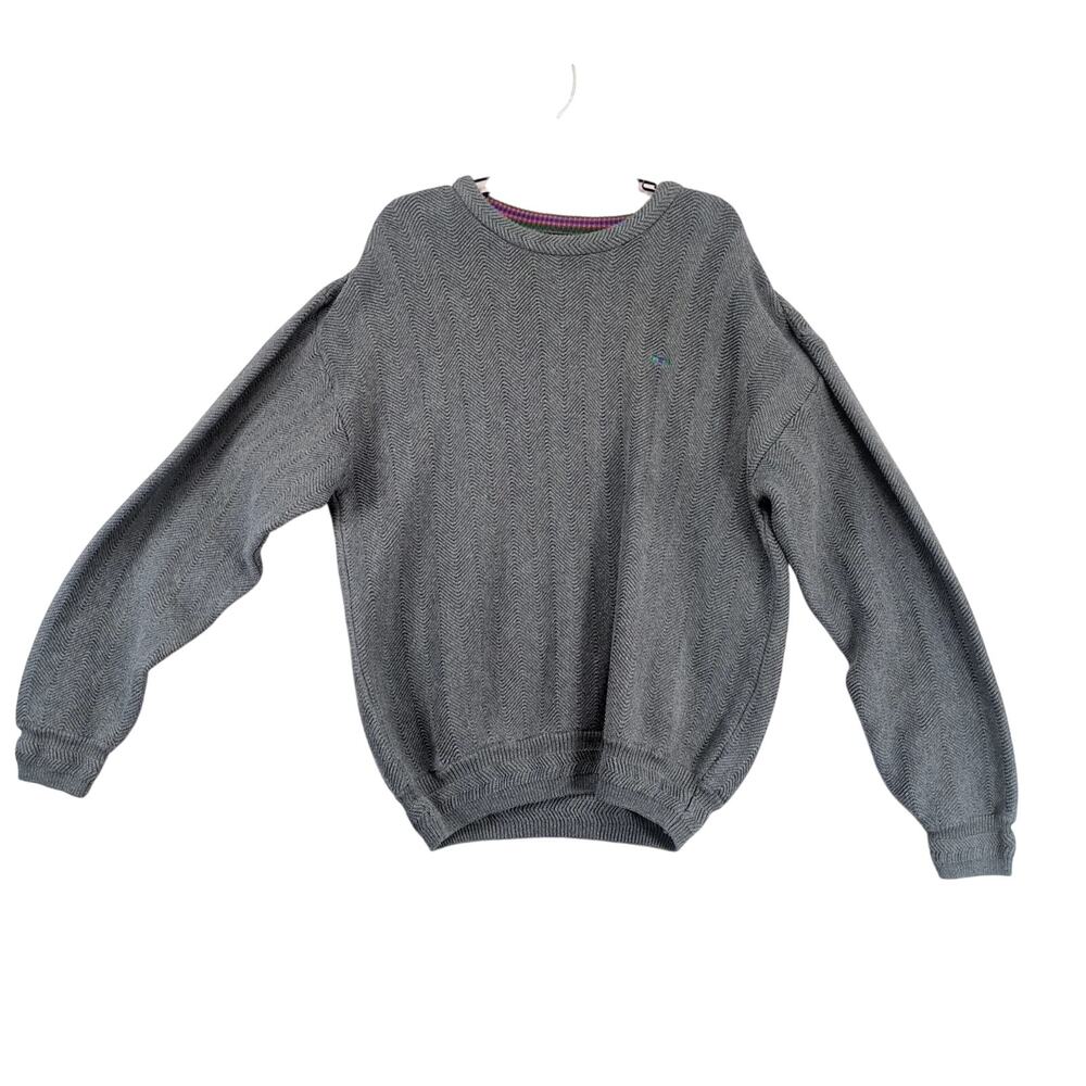 Alexander Julian Colours‎ Gray Pullover Knit Sweater Men's XL Wavy Lines Logo